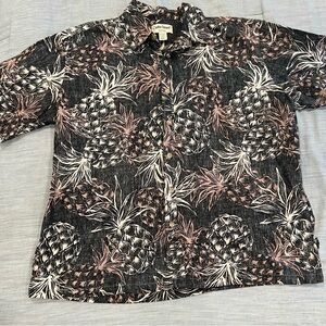 Cooke Street Honolulu Pineapple Print Button Up Shirt Black XXL 100% Cotton